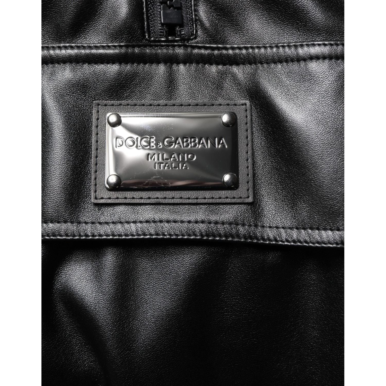 Dolce & Gabbana Black Polyester Logo Plaque Bomber Jacket