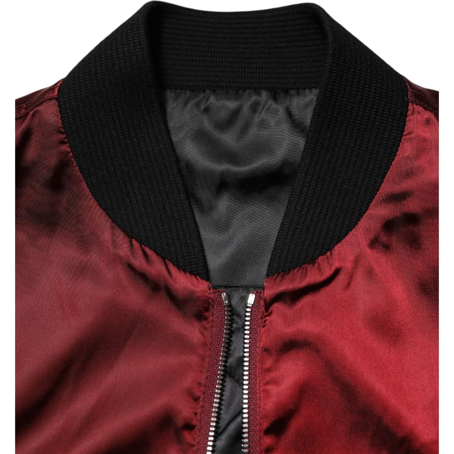 Dolce & Gabbana Maroon Nylon DG Crown Embroidery Jacket