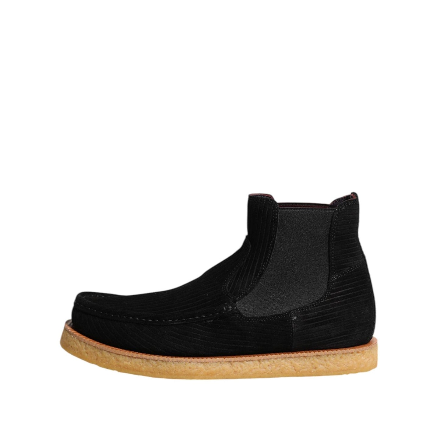 Dolce & Gabbana Black Calf Suede Slip On Ankle Boots Shoes MV7373-41