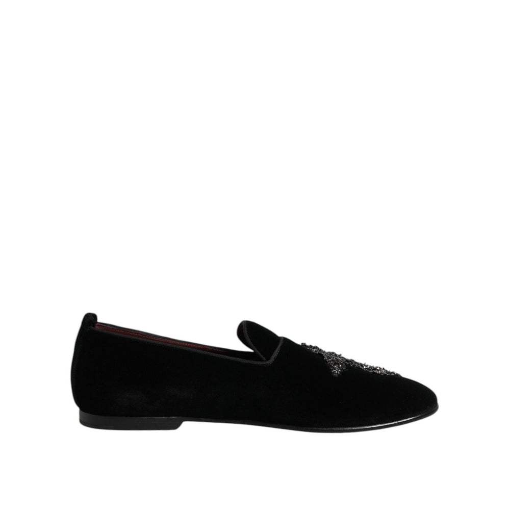 Dolce & Gabbana Black Suede Cross Slip On Loafers Dress Shoes MV7625-39
