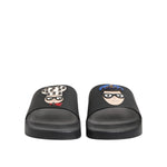 Dolce & Gabbana Black Leather Slides Flats Beachwear Shoes MV7363-40