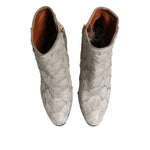 Dolce & Gabbana Off White Leather Heels Ankle Boots Shoes LA12640-39