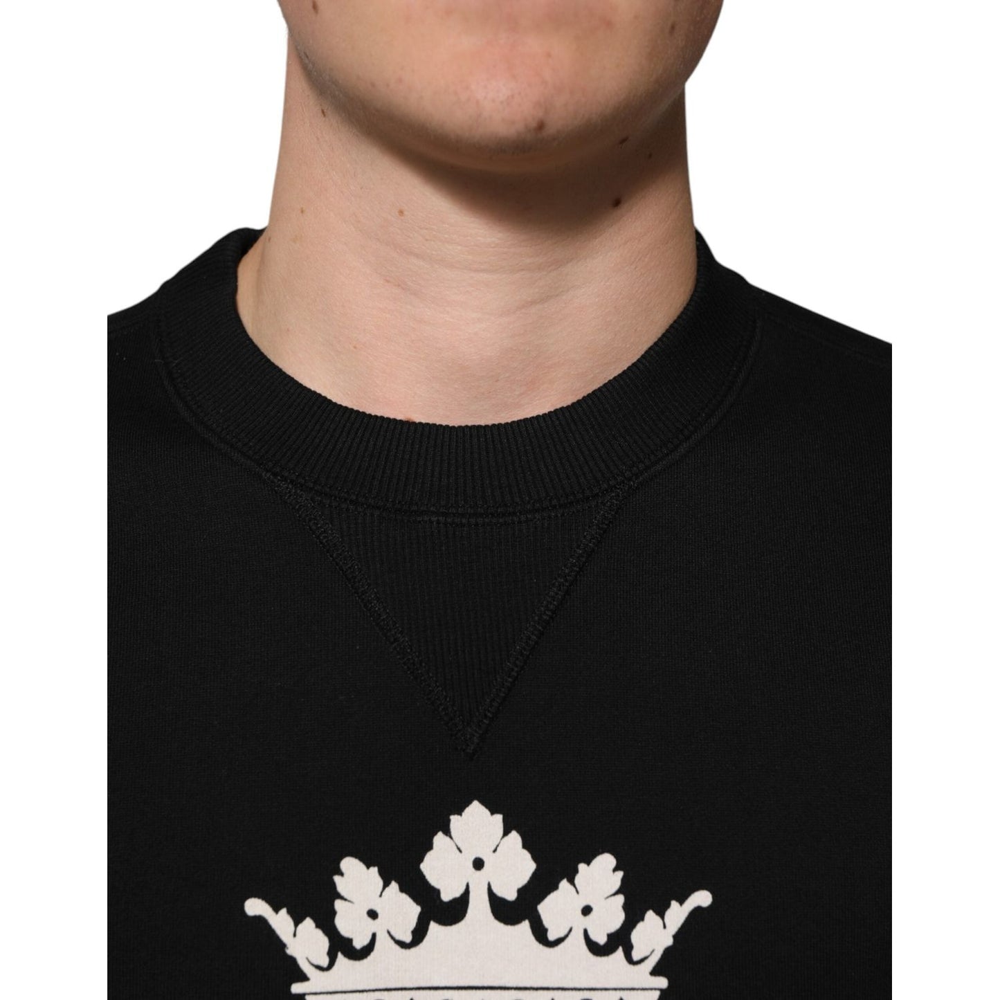 Dolce & Gabbana Black Cotton DG Crystal Embellished Sweater TSH90632-46