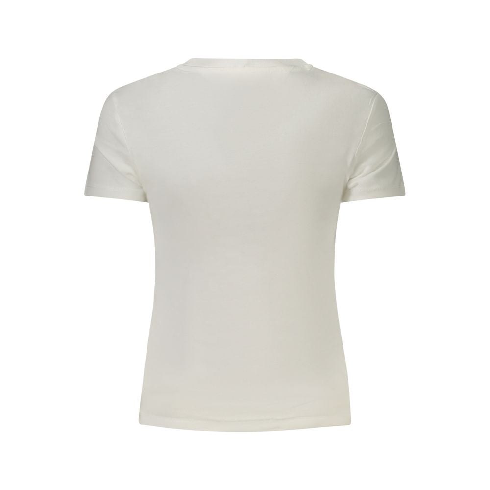 Back view of Tommy Hilfiger White Cotton Women T-Shirt with short sleeves and classic crew neck.