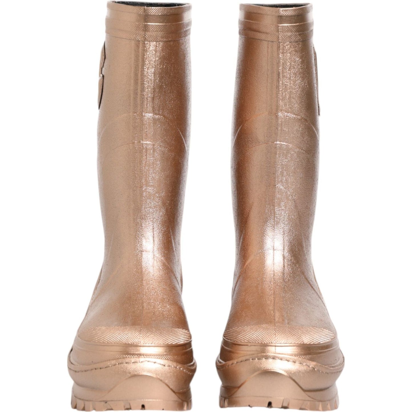 Dolce & Gabbana Rose Gold Rubber Pull On Rain Boots Shoes LA12771-41