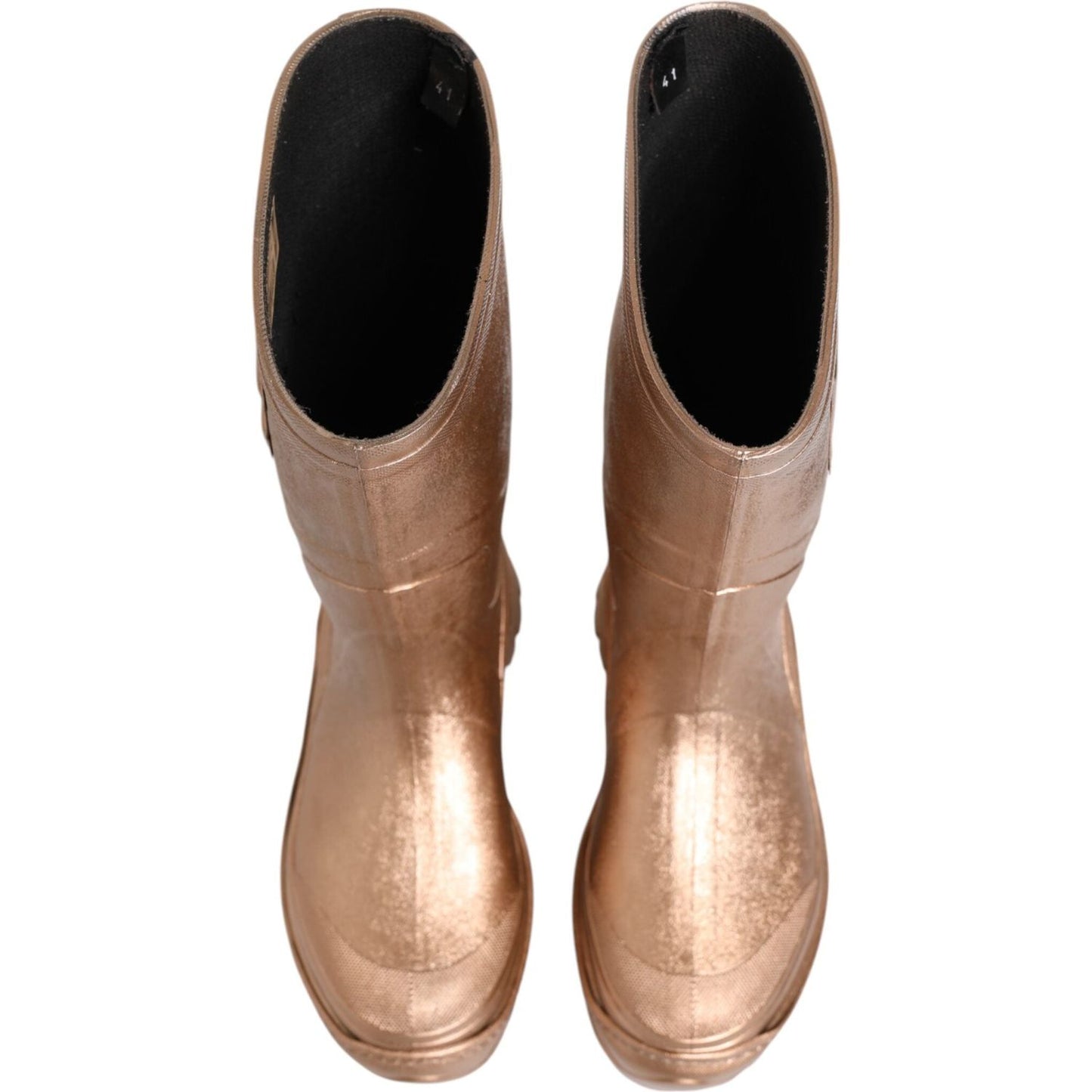 Dolce & Gabbana Rose Gold Rubber Pull On Rain Boots Shoes LA12771-41