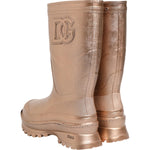 Dolce & Gabbana Rose Gold Rubber Pull On Rain Boots Shoes LA12771-41