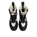 Dolce & Gabbana Black White Padded Mid Calf Lace Up Boots Shoes LA12813 -39