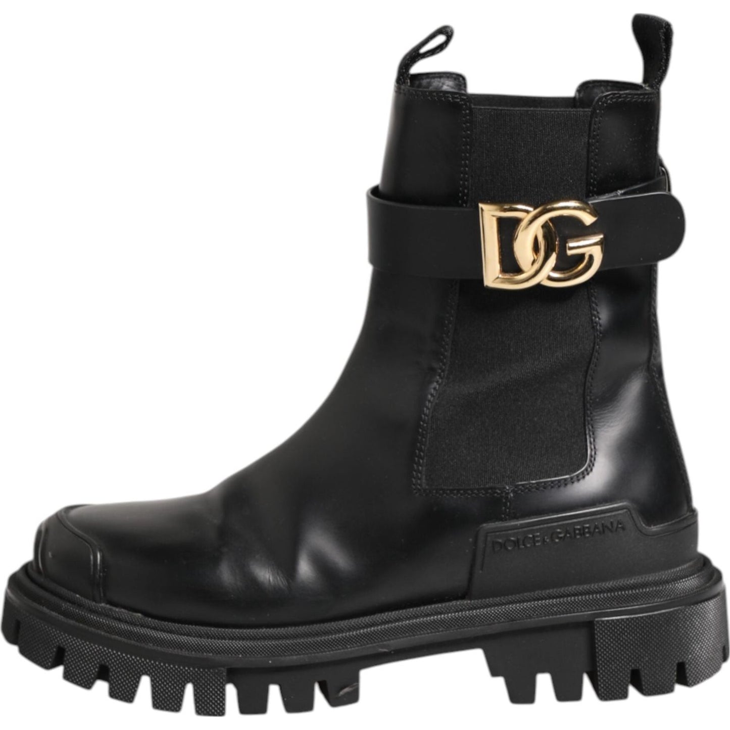 Dolce & Gabbana Black Gold DG Logo Trekking Calf Boots Shoes