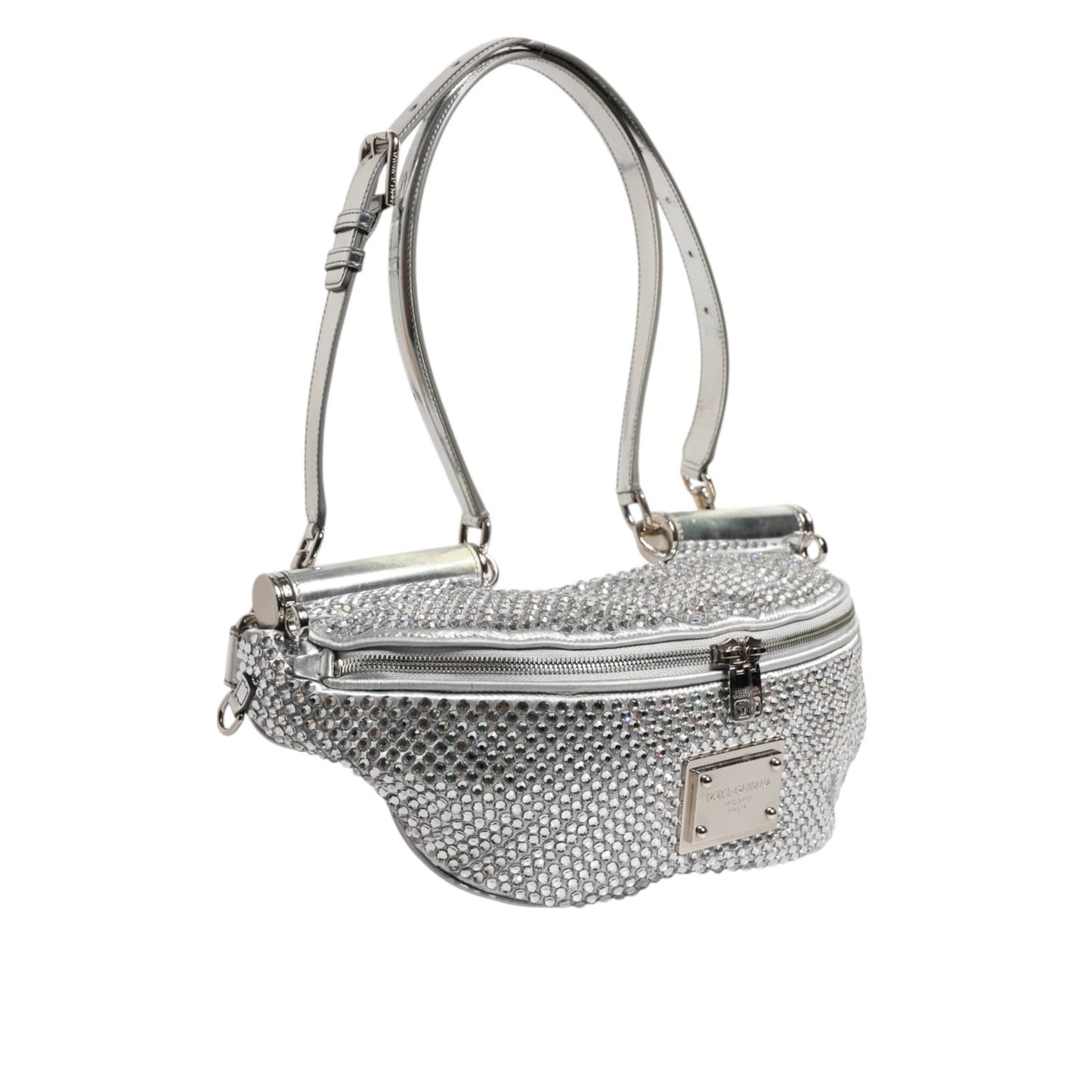 Dolce & Gabbana Silver Crystal-Embellished Belt Strap Bag