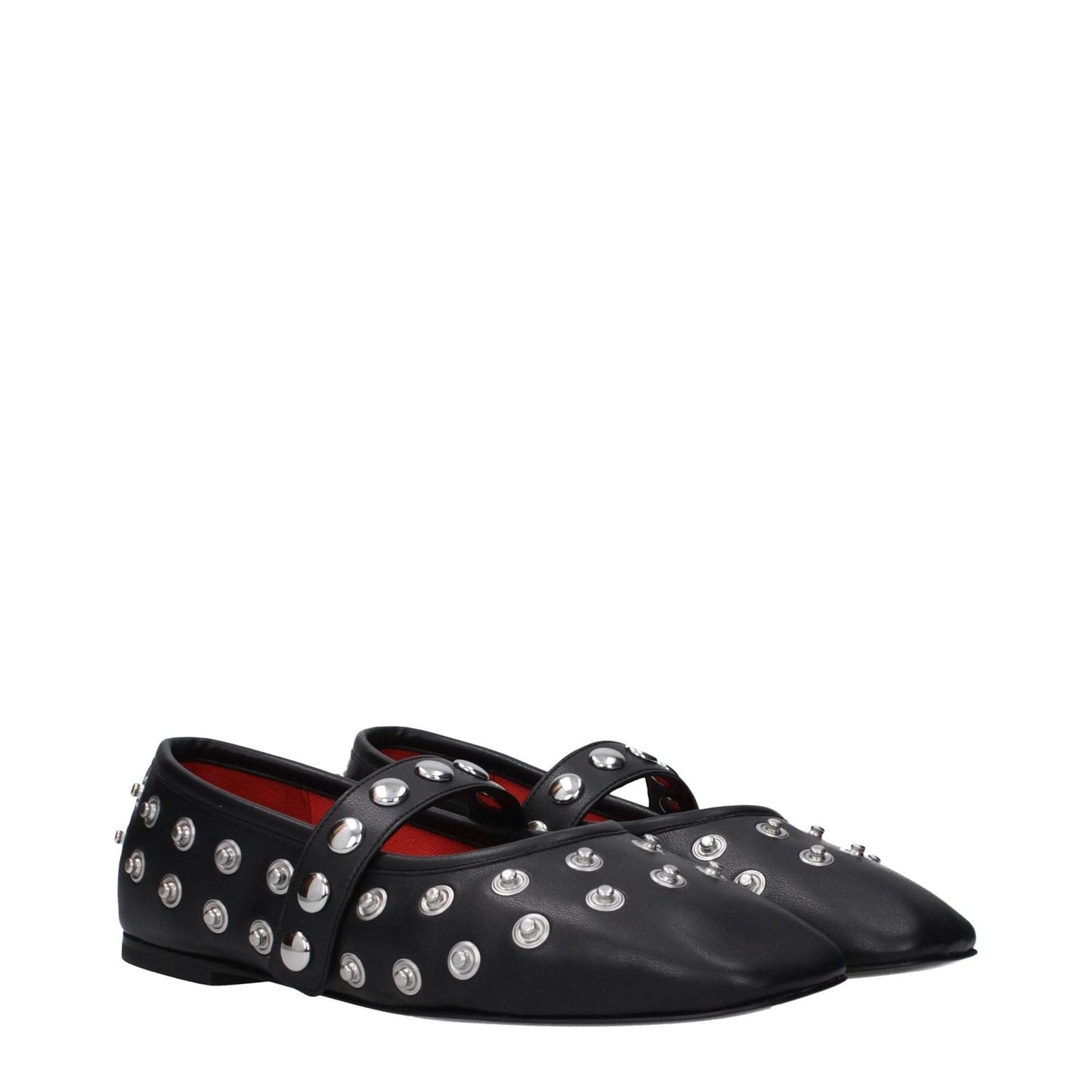 Stella McCartney Black Leather Ballet Flats ST-10027111416073-EU36.5/US6.5