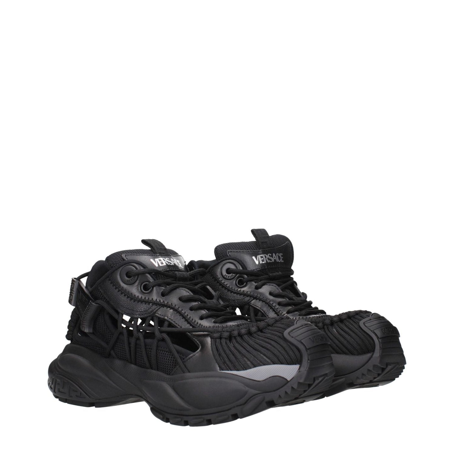 Versace Black Leather Athletic Sneakers VE-15247752397065-EU35/US5