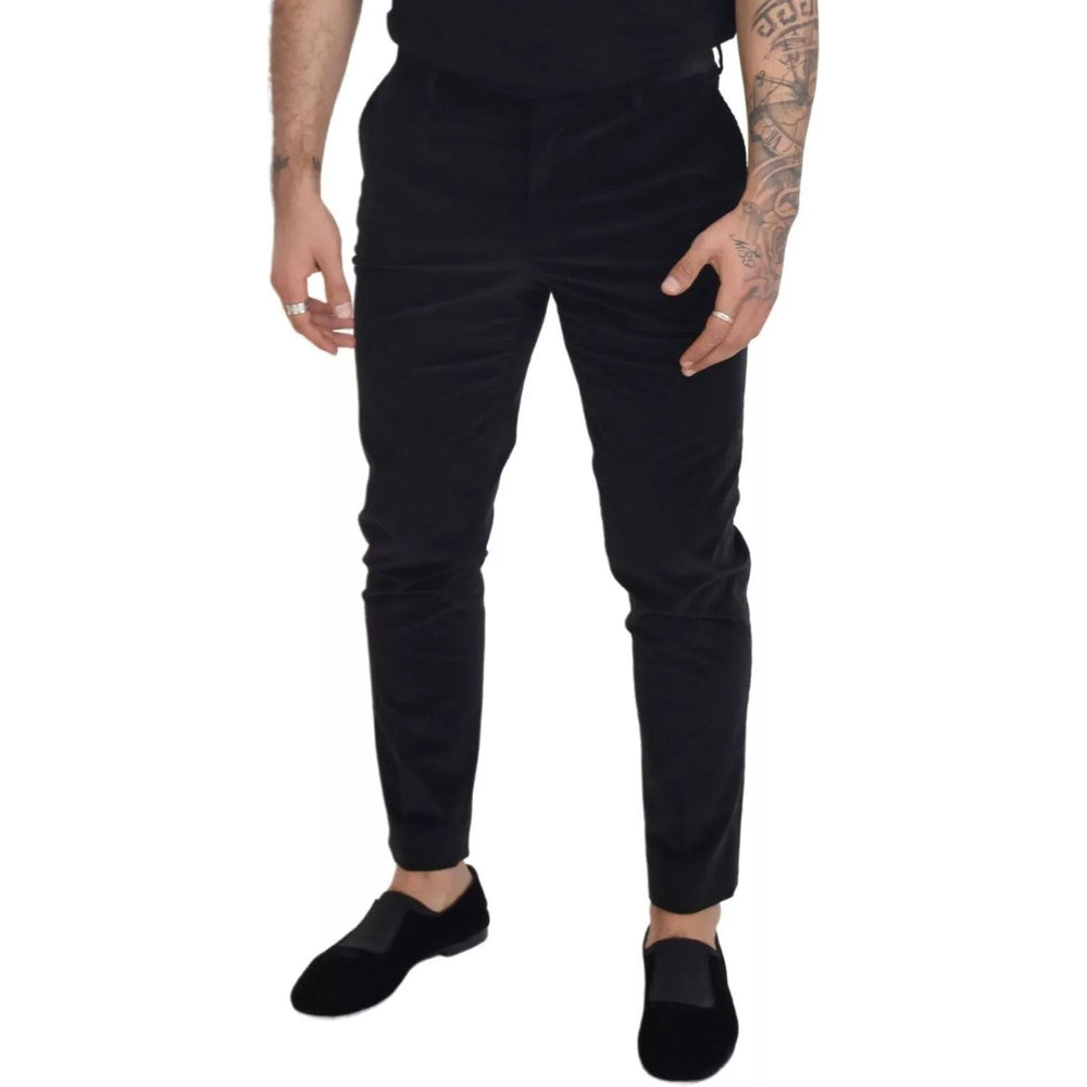 Dolce & Gabbana Black Stretch Cotton Slim Trousers Chino Pants