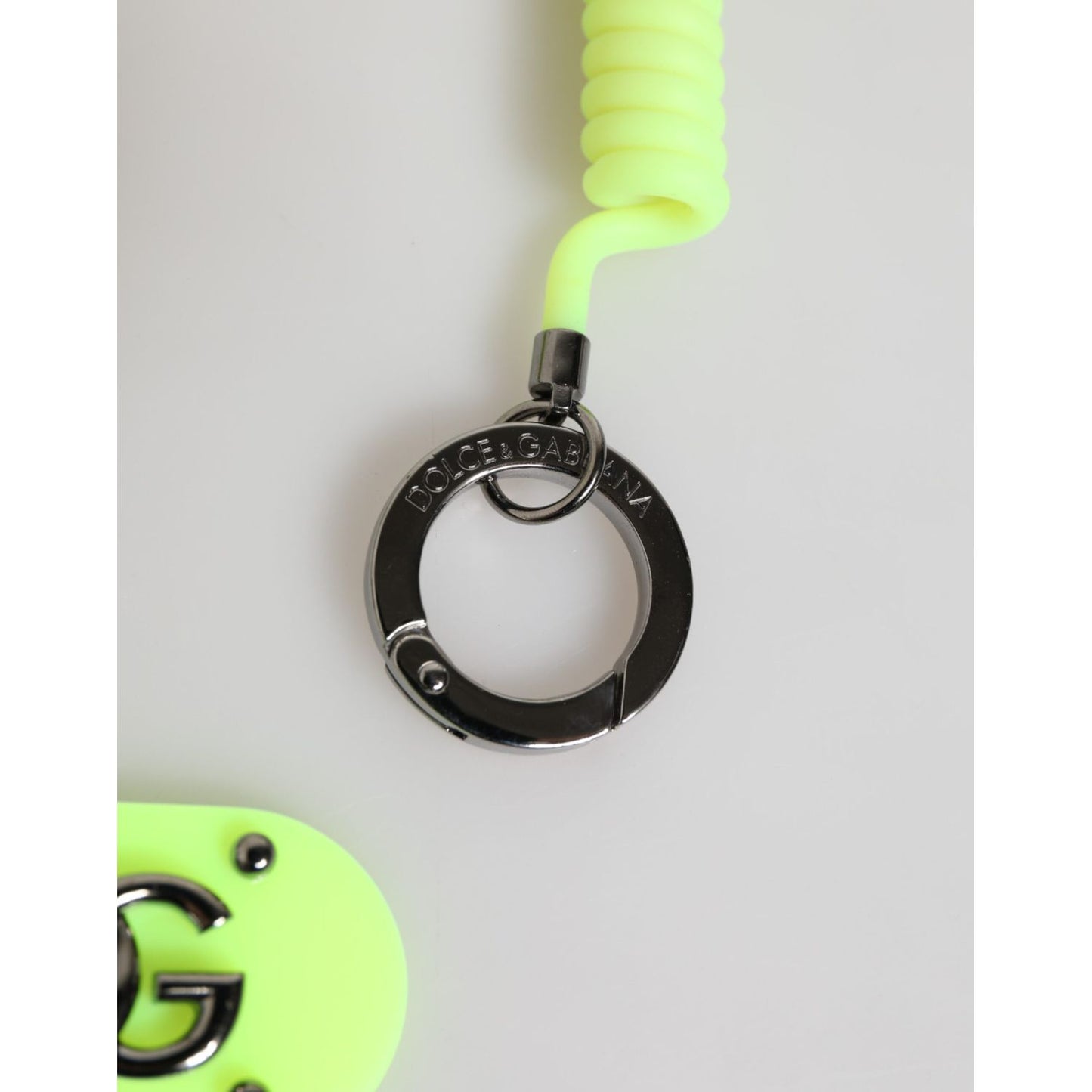 Dolce & Gabbana Green Springy Key Holder DG Logo Men's Keychain