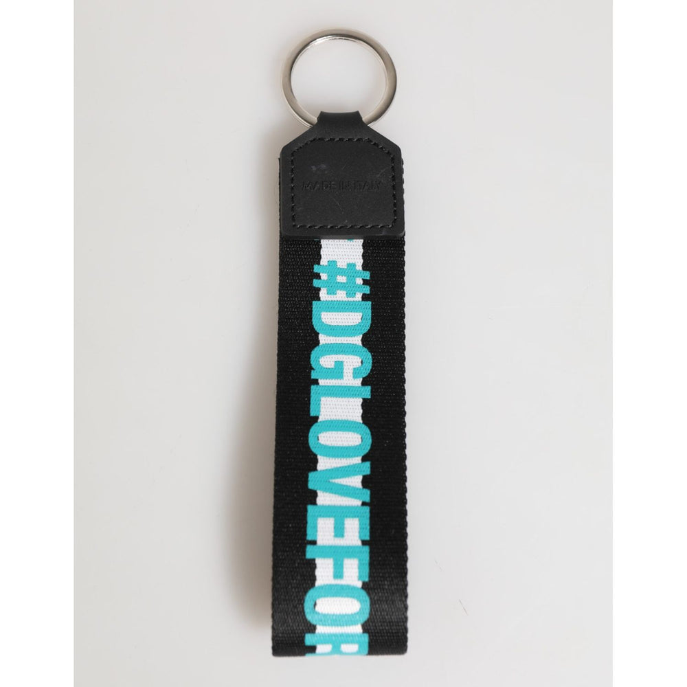 Dolce & Gabbana Multicolor Logo Polyester Brass Holder Keychain Keyring SMY11316
