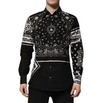 Dolce & Gabbana Black Bandana Print Logo MARTINI Dress Shirt