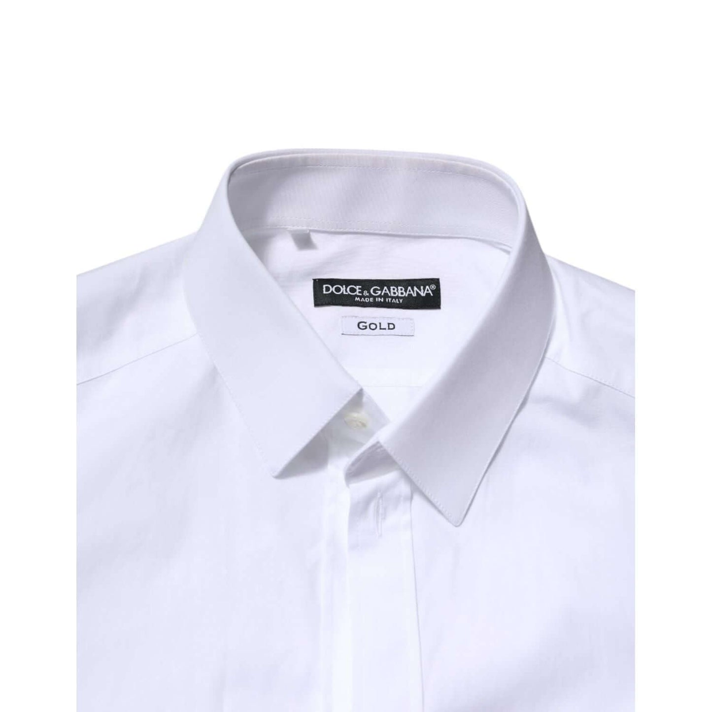 Dolce & Gabbana White Cotton GOLD Long Sleeves Formal Shirt