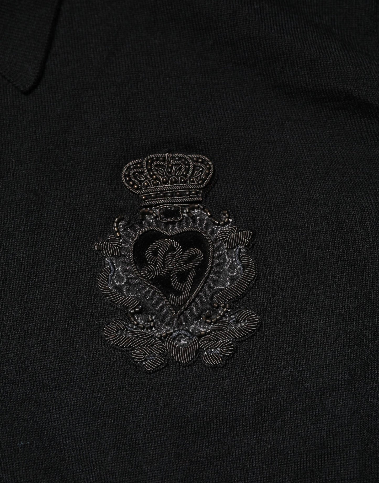 Dolce & Gabbana Black Cashmere Polo Men Longsleeves Sweater
