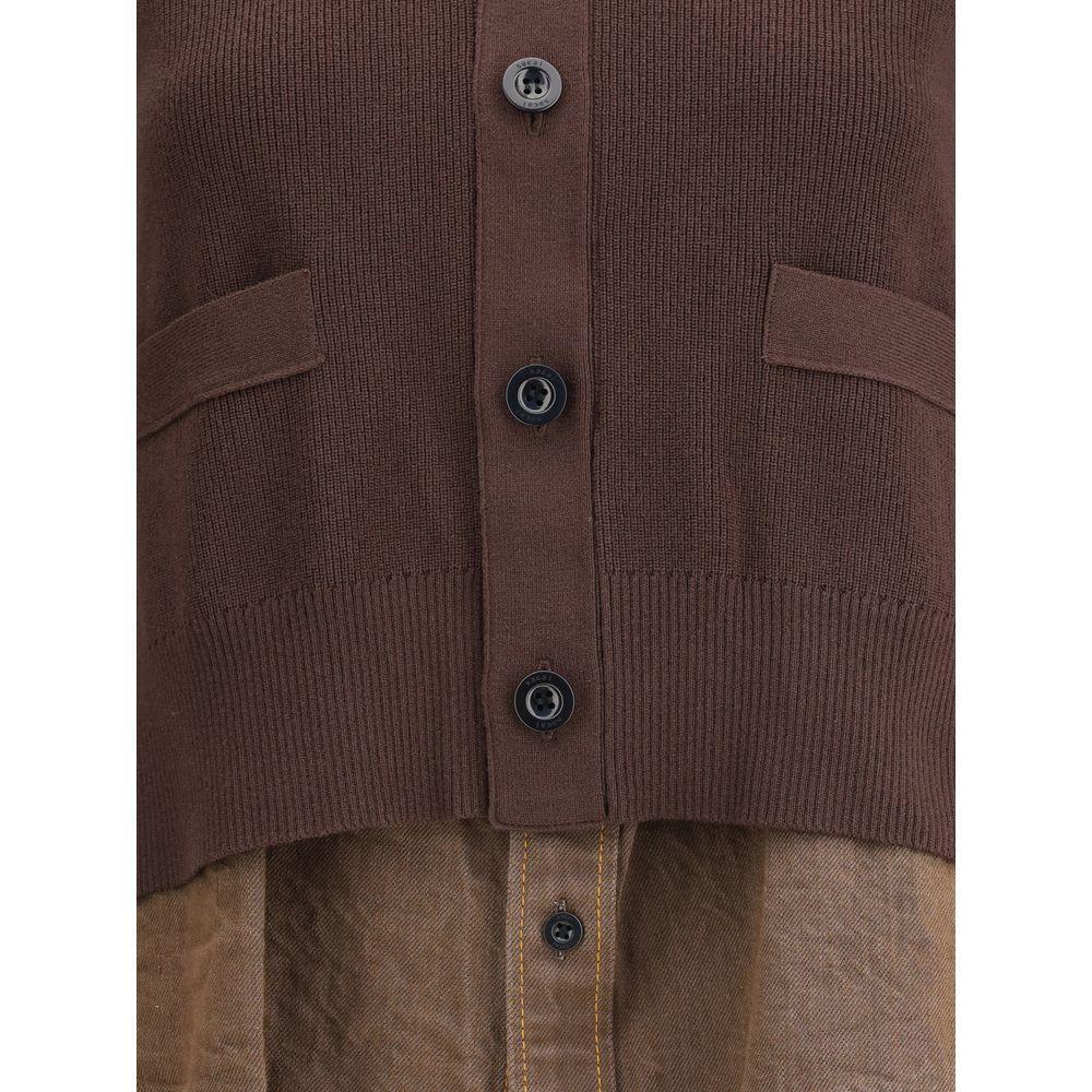 Sacai Cardigan with denim panel