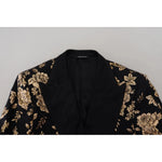 Dolce & Gabbana Gold Black Floral Embroidered Jacket Blazer