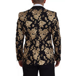 Dolce & Gabbana Gold Black Floral Embroidered Jacket Blazer