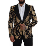 Dolce & Gabbana Gold Black Floral Embroidered Jacket Blazer
