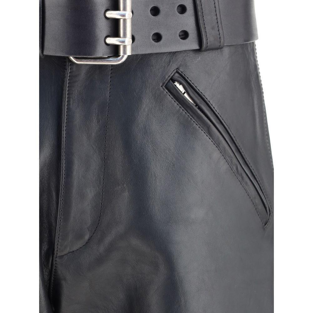 Saint Laurent Hammered leather belted Pants SA-845571YCTR21000-IT48 | M