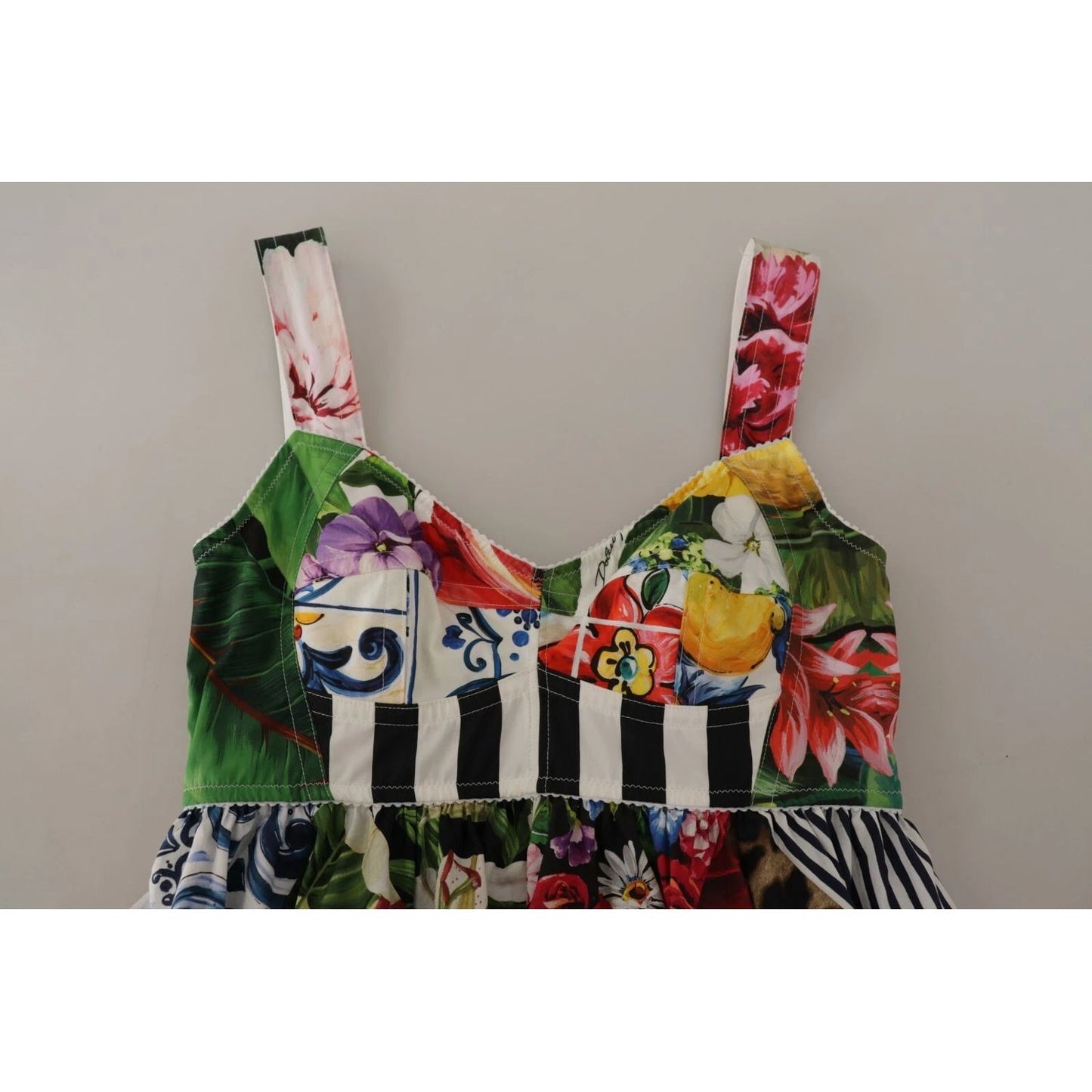 Dolce & Gabbana Multicolor Poplin Floral Mini Flared Dress
