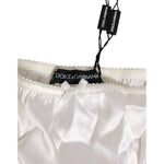 Dolce & Gabbana Ivory White Silk Satin Lace Trim Panty Underwear