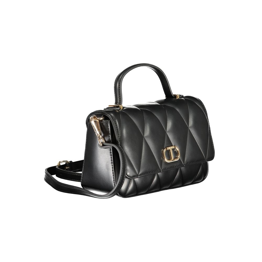 Twinset Black Polyethylene Women Handbag with detachable strap and elegant design, showcasing bold simplicity and modern utility.