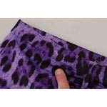 Dolce & Gabbana Purple Leopard Print Pencil Cut Mini Skirt