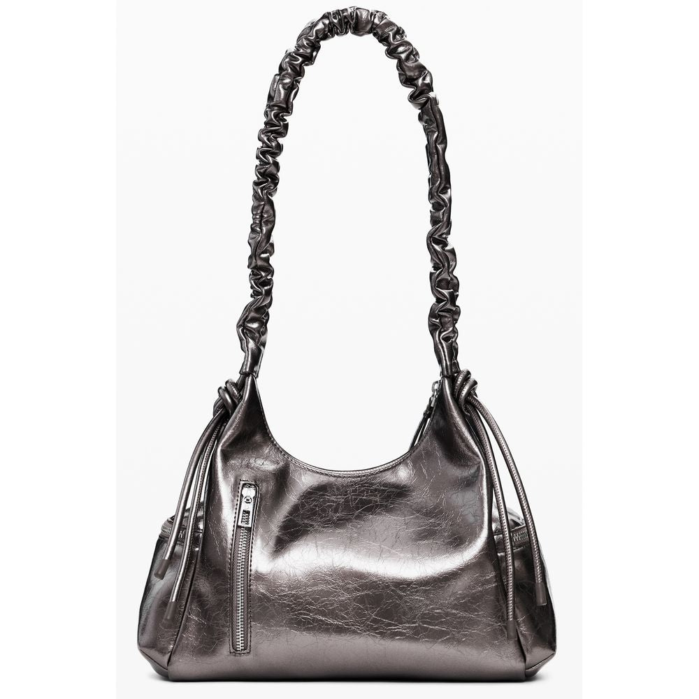 Desigual Bronze Polyethylene Women Handbag with zip closure and contrasting details. Features three external pockets and relief print.