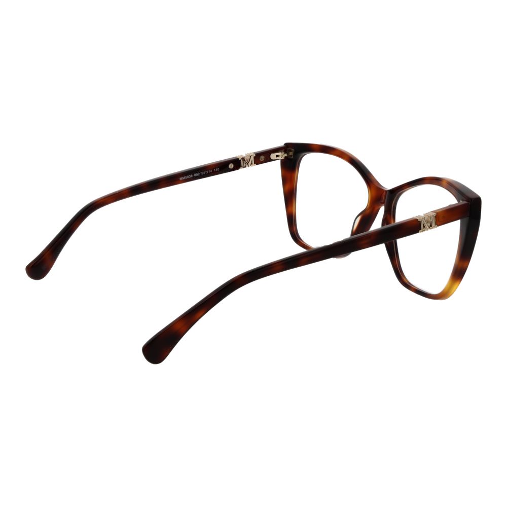 Max Mara Brown Acetate Glasses (Frames) women's square full-rim eyewear, brown frame, demo lenses, size 54-14-140.