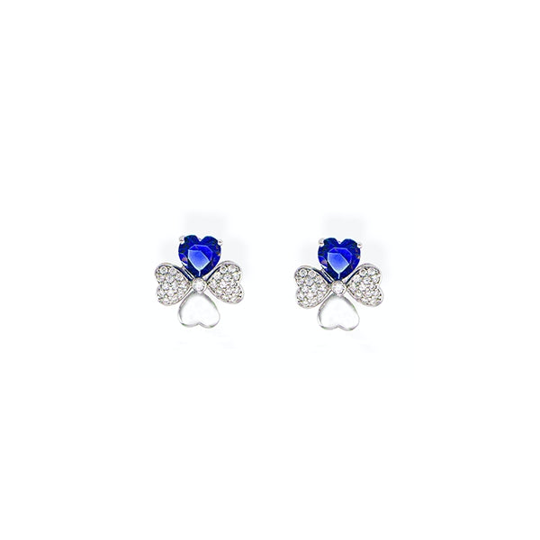 AMEN JEWELRY Mod. EQUBBL heart-shaped earrings with blue stones and crystal embellishments