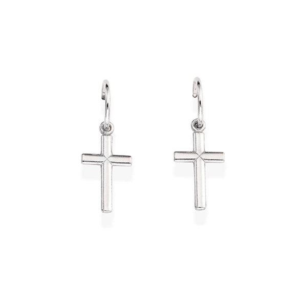 Silver cross earrings from AMEN JEWELRY Mod. ORCRB1 collection, showcasing elegant craftsmanship.