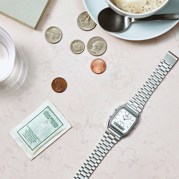 CASIO VINTAGE Mod. EDGY COLLECTION SUNRAY DIAL - SILVER AQ-230A-7AMQYES