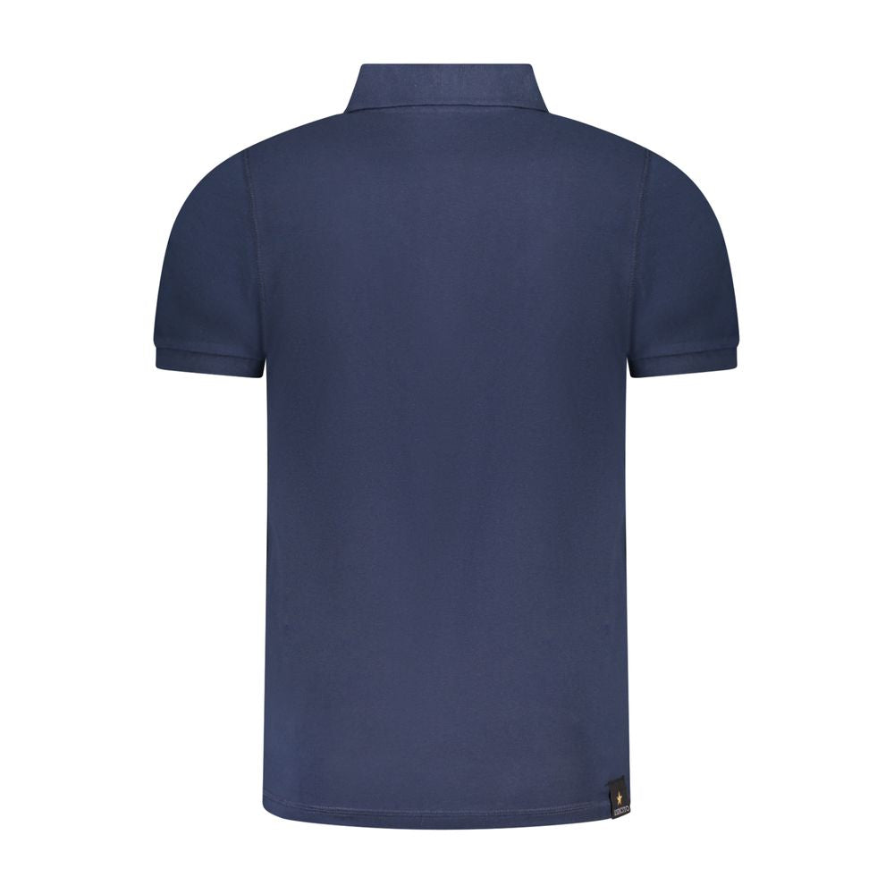 Back view of the Accademia Militare Blue Cotton Polo Shirt with short sleeves and 3 buttons.