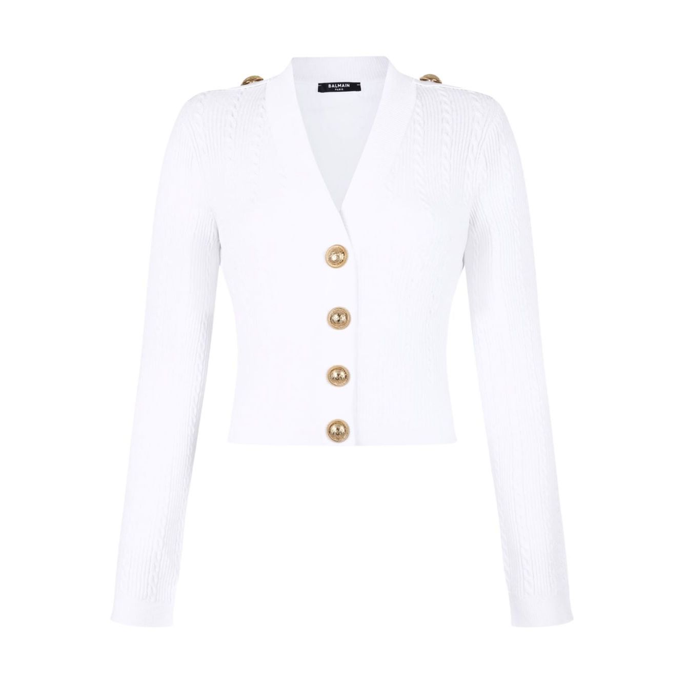 Balmain Button-Trim Cable-Knit Cardigan Topwear