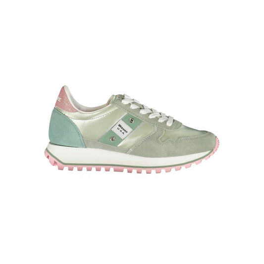Blauer Green Polyester Women Sneaker with pink accents, showcasing a stylish design and lightweight comfort.