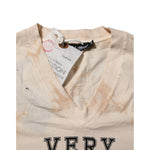 Dolce & Gabbana Beige Logo Print Short Sleeve V-neck T-shirt