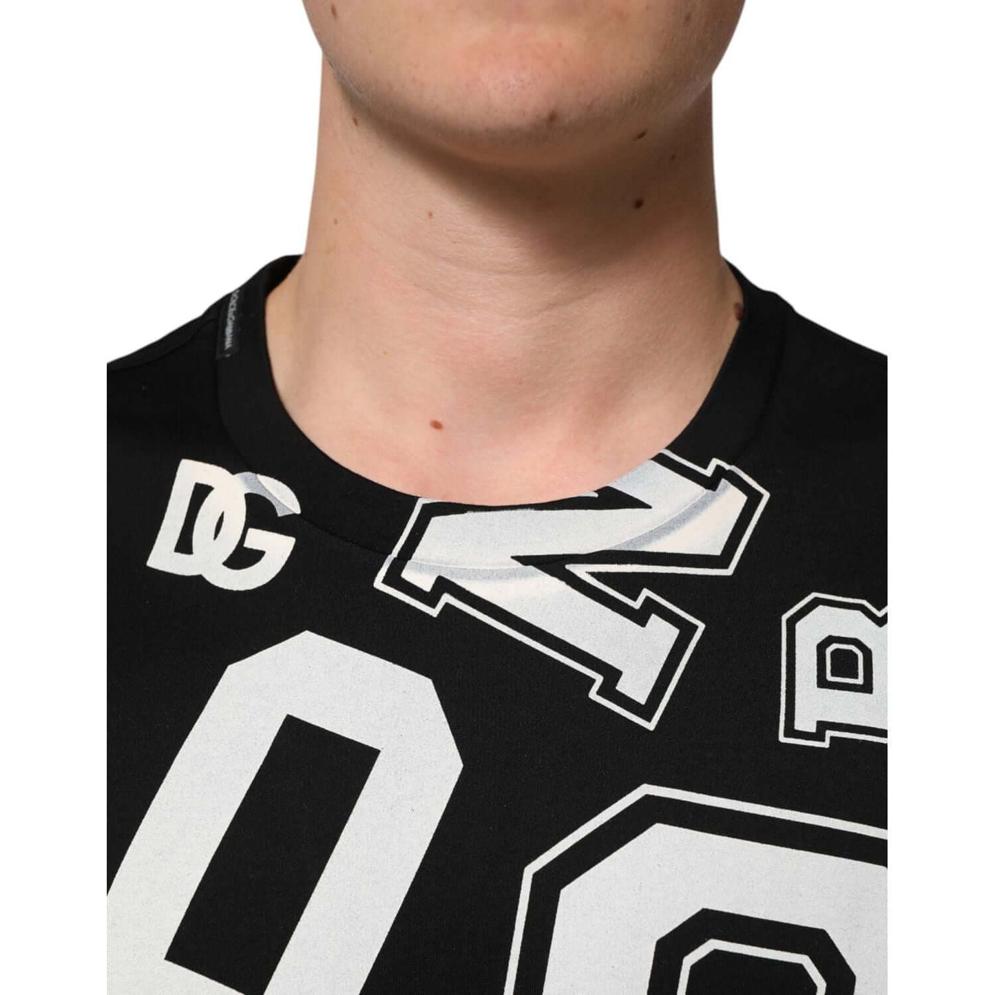 Dolce & Gabbana Black Cotton Letter Logo Short Sleeve T-shirt