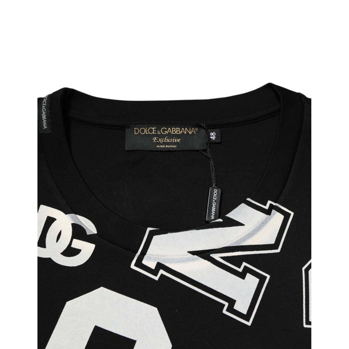 Dolce & Gabbana Black Cotton Letter Logo Short Sleeve T-shirt