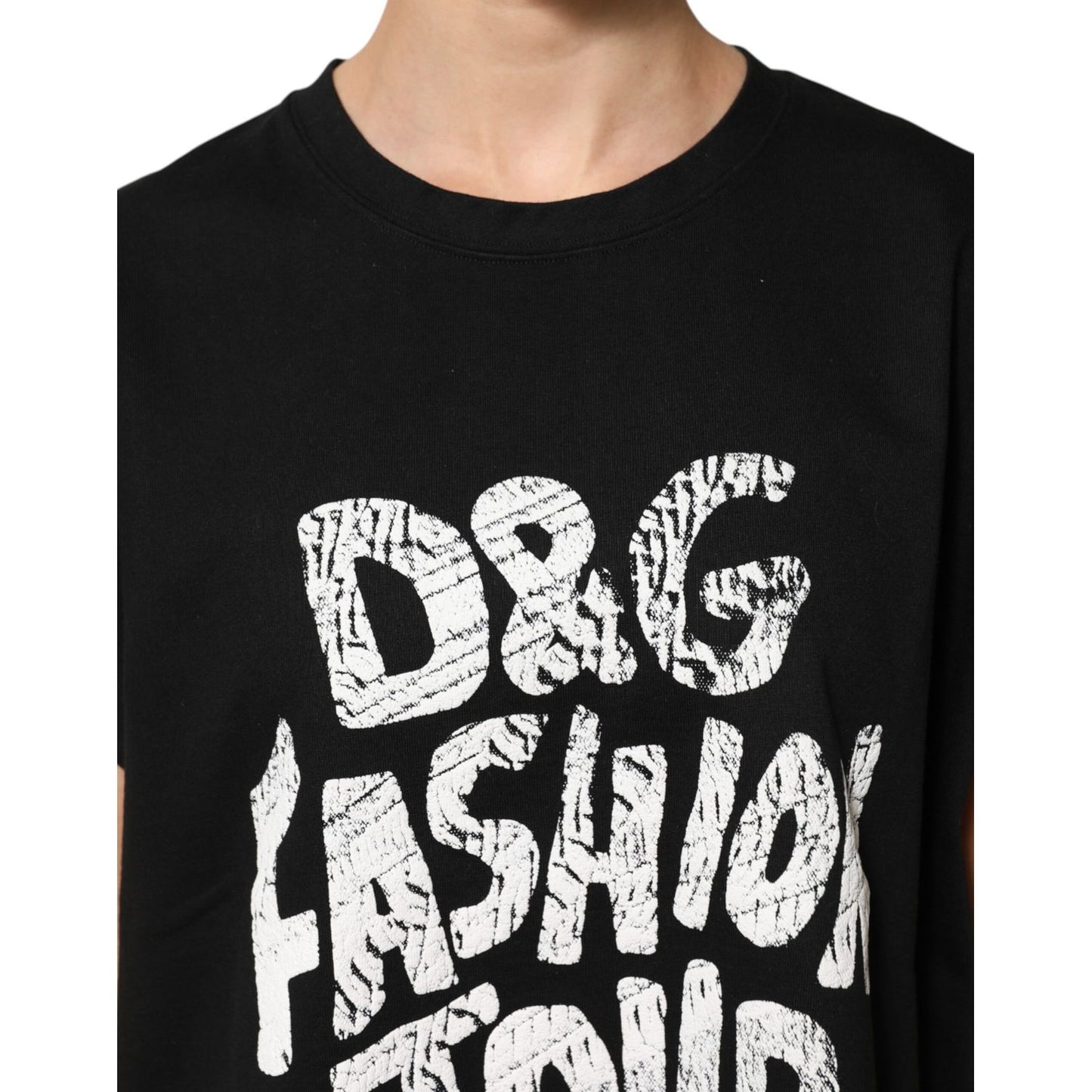 Dolce & Gabbana Black Cotton Sleeveless DG Fashion Top
