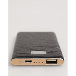 Dolce & Gabbana Black Leather Embossed Skin 3000mAh Power Bank Charger USB SMY10715