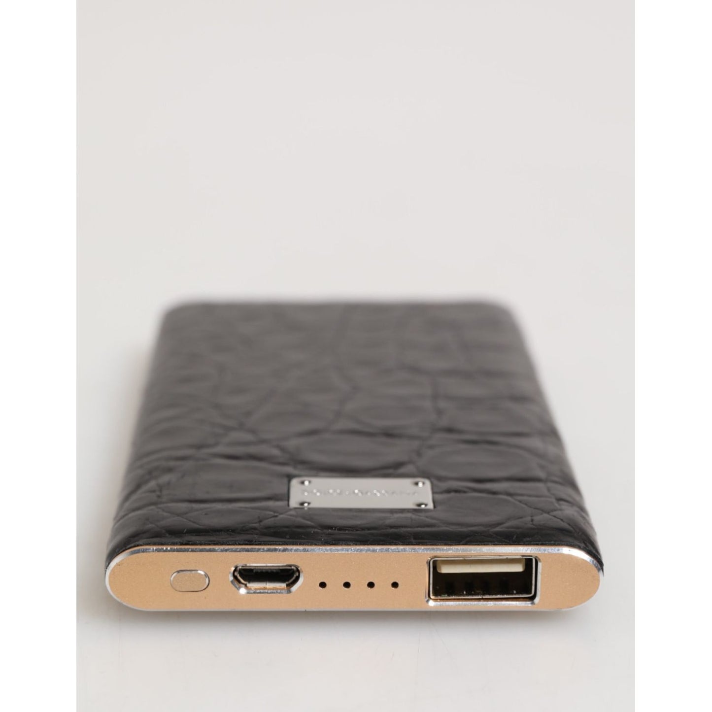 Dolce & Gabbana Black Leather Exotic 3000mAh Power Bank Charger USB SMY10713