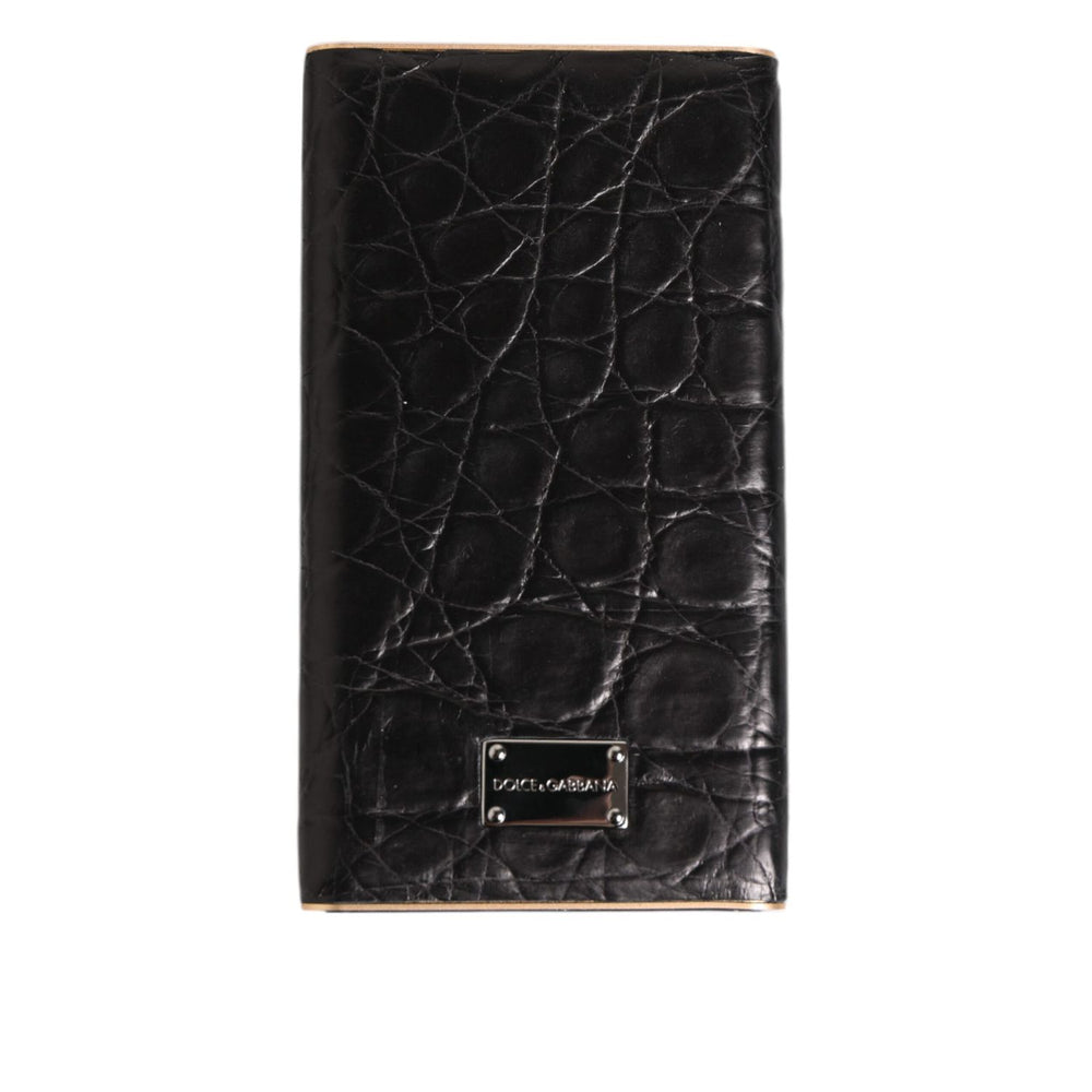 Dolce & Gabbana Black Leather Exotic Skin 3000mAh Power Bank Charger USB SMY10714