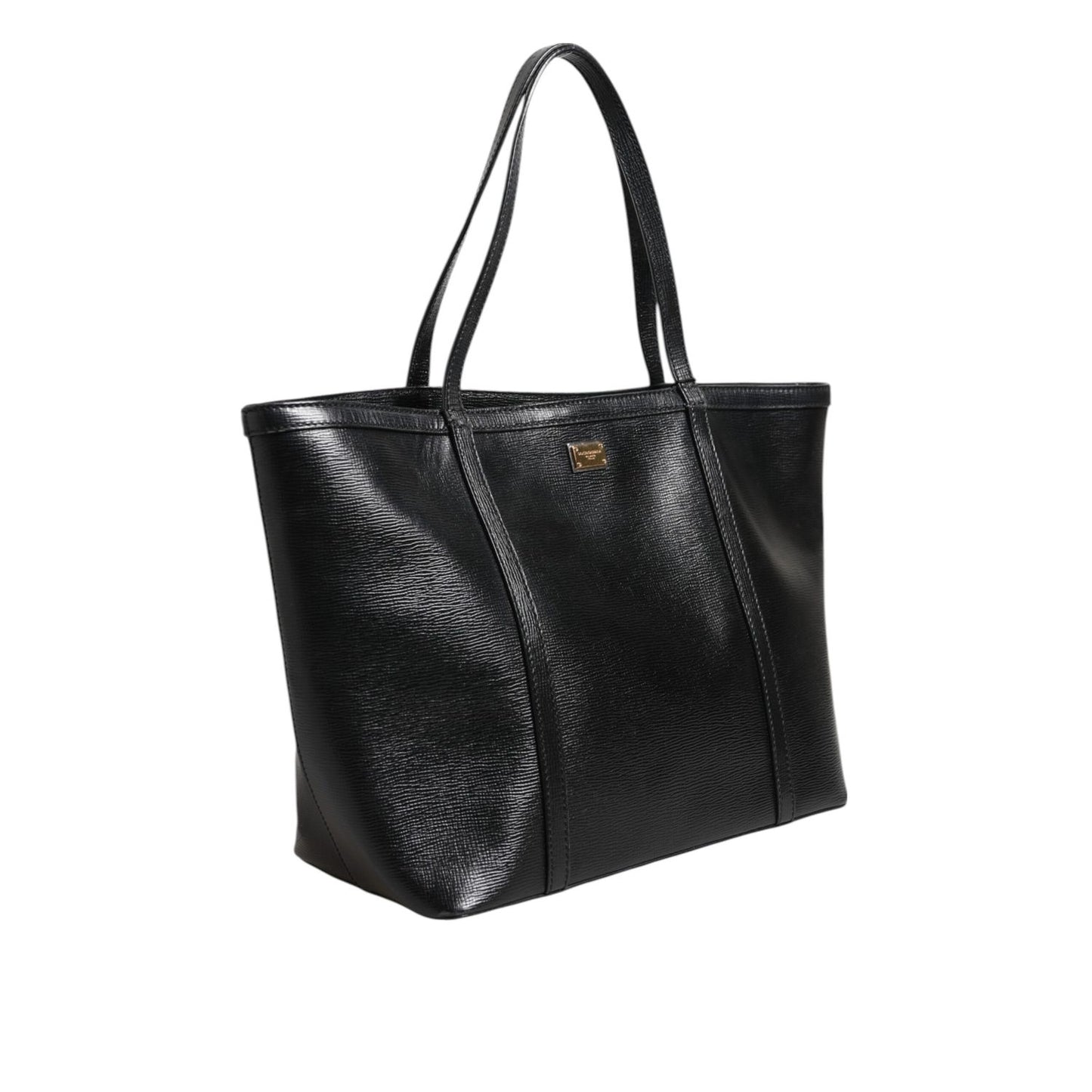 Dolce & Gabbana Black Leather Miss Escape Shopping Tote Women Borse Bag