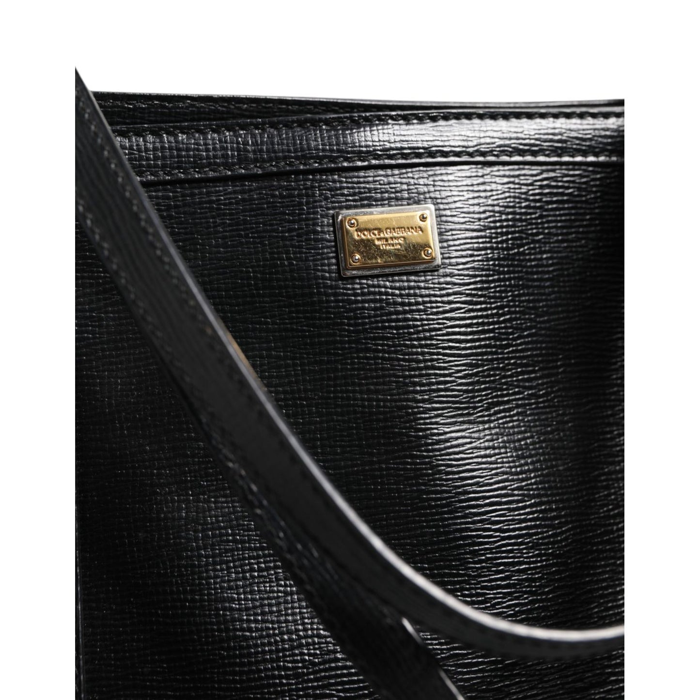 Dolce & Gabbana Black Leather Miss Escape Shopping Tote Women Borse Bag