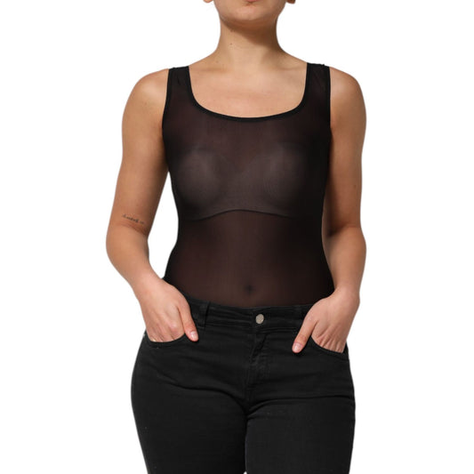 Dolce & Gabbana Black Nylon Sleeveless Round Neck Tank Top