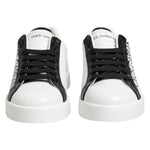 Dolce & Gabbana Black White Leather Portofino Sneaker Shoes